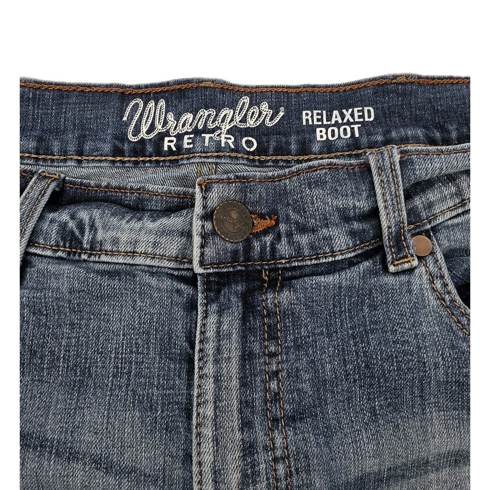 Wrangler Retro Relaxed Boot Jeans Mens 32x34 Blue Denim Cowboy Rodeo Western - Picture 3 of 8